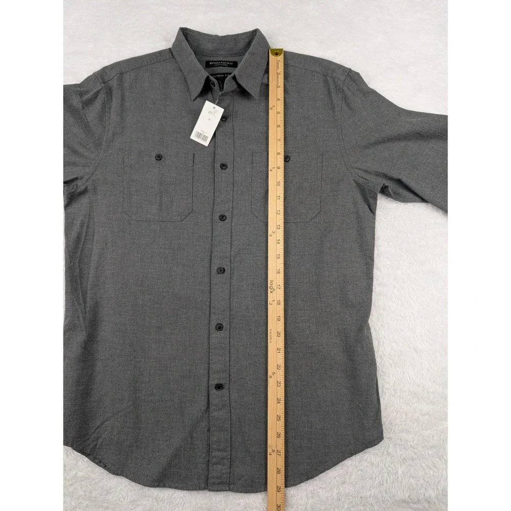Banana Republic Luxe Flannel Shirt Men's M Gray Camden Fit Button Down New